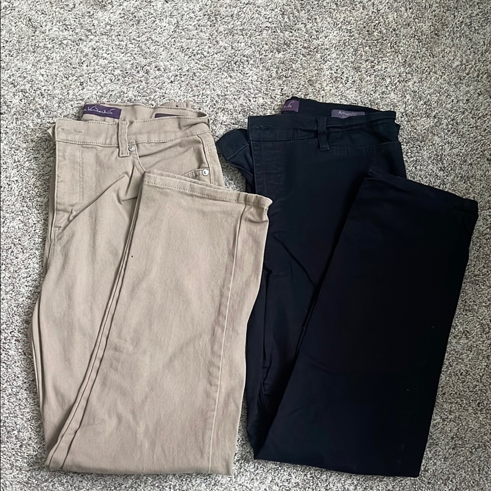 Gloria Vanderbilt Amanda Tan and Black Straight Leg Pants Set